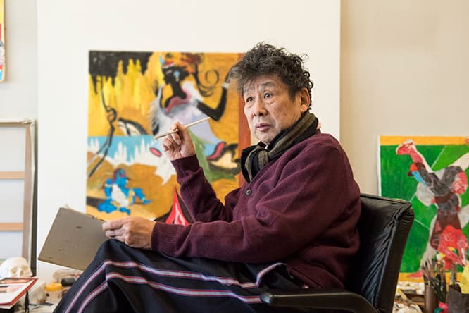 鮮やかな色遣い、大胆な構図、一度見たら忘れられない作風の美術家・横尾忠則。 photo_Keiko Nakajima