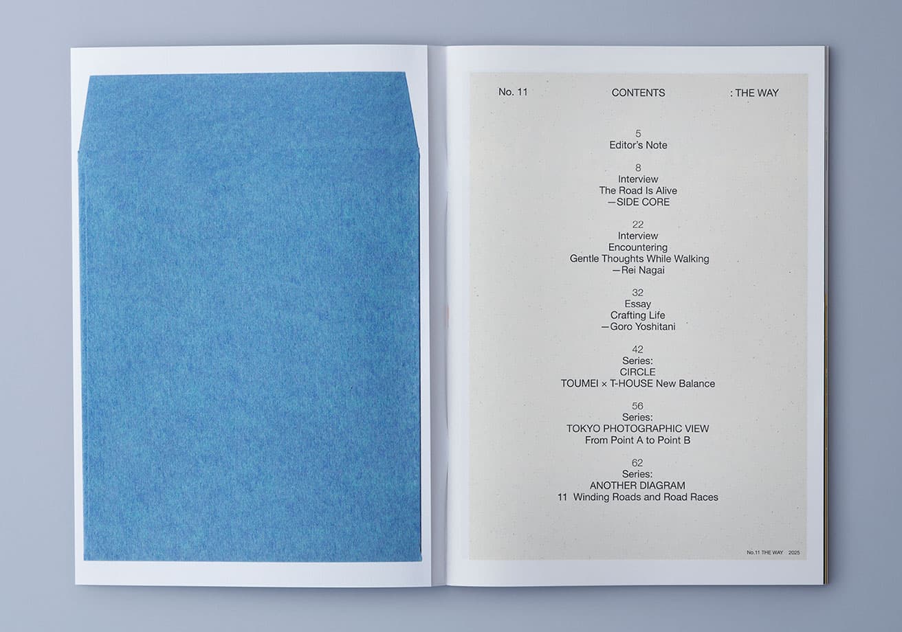 目次。アーティスト・コレクティブ〈SIDE CORE〉や哲学者・永井玲衣へのインタビューなどが並ぶ。